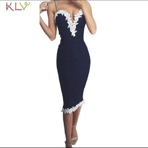 Navy and white evening dress (New!)